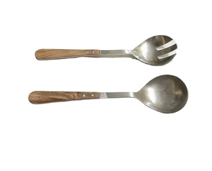 Ensemble de couverts de service en acier inoxydable et bois Dipper 2024 avec couteau, fourchette à poisson, cuillère, cuillère à salade, couverts de cuisine - Product Image 4