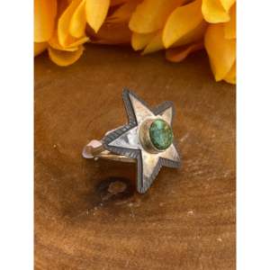 Sterling Silver Star <b>Ring</b> with Sonoran Gold <b>Turquoise</b>-Size 6 Boho Statement Jewelry - Product Image 3