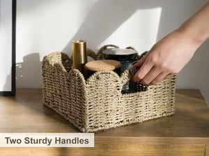 Rustic Seagrass Storage Tray Scalloped Edge Woven Natural Hanging Function Wholesale - Product Image 5