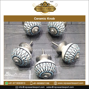 Perilla de cerámica elegante de acero inoxidable más vendida para manijas de gabinete de cajón decorativas interiores para uso en cocina - Product Image 2