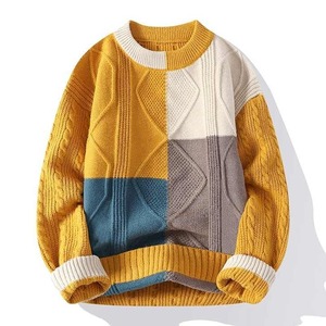Custom Women Fashion Premium Knitted <b>Sweater</b> Round Neck Pullover Striped Knitted Warm Men's <b>Sweater</b> Men's Youth Slim Winter Wear - Product Image 1