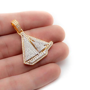 Pendentif Bateau à Voile de Luxe en Argent Sterling 925 avec Moissanite VVS, Magnifique Breloque Hip Hop Personnalisée, Bijoux Fins en Rhodium et Or 14K - Product Image 3
