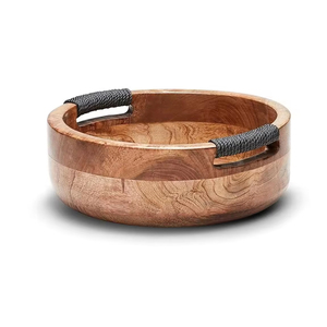 Tazón de madera de diseño moderno Precio al por mayor Top Trending Esmalte Impreso Frutero Decoración de mesa de comedor redondeada - Product Image 3