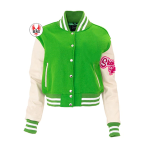 Veste universitaire en laine avec manches en PU, style baseball, Alpha Kapa, pour femmes, vêtements de collège - Product Image 5