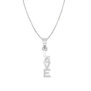 Collar con Colgante de Plata de Ley 925 CLARA, Diseño de Letra con Incrustaciones de Diamantes, Baño de Rodio y Oro Blanco, Ideal para Compromiso - Product Image 1