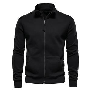 <b>Men's</b> New Cotton-Blend Solid <b>Zip</b> up <b>Cardigan</b> Jacket Casual Sport Sweatshirt for Winter - Product Image 1