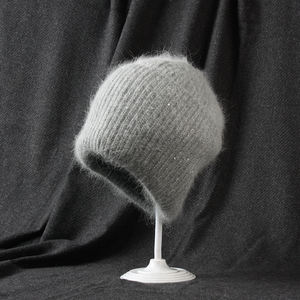 Wholesale Custom Knitted Unisex Adult Beanies 100% Wool Adjustable Winter Soft Warm Striped Hats - Product Image 4