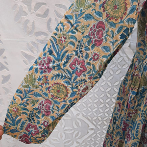 Wholesale Cotton Block Printed Fabric Dress <b>Shirt</b> Pattern Button Down, Pockets Sewing Pleated A-line Dress Casual Women Clothing - Product Image 3