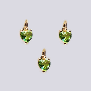 Peridoto cuarzo corazón forma colgante 6mm corazón forma piedra natal Cz cuarzo oro Vermeil 925 plata esterlina punta conjunto colgante encanto - Product Image 1