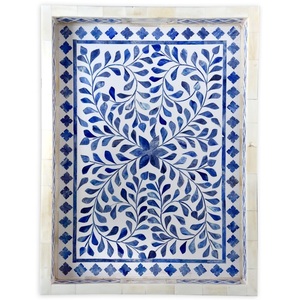 Plateau de service décoratif durable en os incrusté fait à la main avec motif floral pour la maison de luxe, la cuisine ou la table basse - Product Image 3