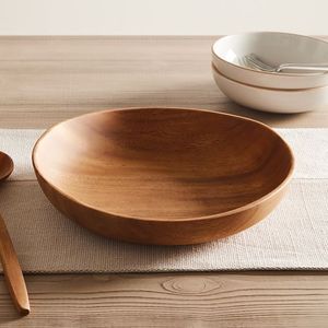 Bol de service en bois fabriqué à la main avec grain naturel fini parfait pour la décoration de la cuisine et la présentation des aliments de style ferme - Product Image 3