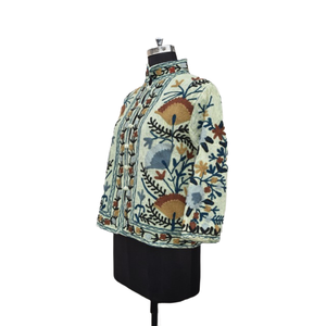 เสื้อแจ็คเก็ตผ้าฝ้าย TNT suzani ผู้หญิง, เสื้อโค้ทผ้าฝ้ายระบายอากาศลายดอกไม้สบายๆฤดูหนาว - Product Image 2