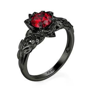 Jeulia Rose Gold Plated Sterling <b>Silver</b> Gothic Floral Round Cut <b>Ring</b> - Product Image 2