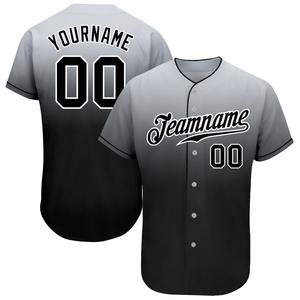 Uniforme de baseball Industrie Sportswear Personnalisé Gris Noir-Blanc Authentique Fade Fashion Baseball Jersey - Product Image 1
