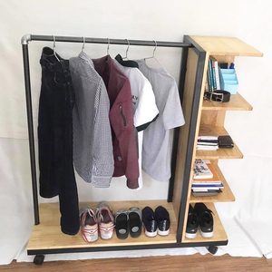 Organizador de Ropa Plegable de Madera Natural para Armario y Tienda de Ropa - Product Image 4
