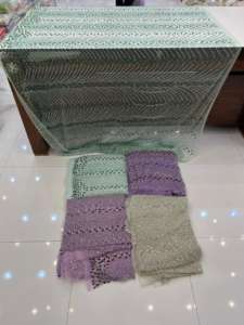 Tissu de luxe entièrement brodé et perlé pour robes de soirée style halter, perles importées incluses - Product Image 4