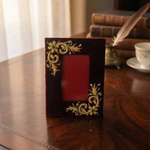 Magnifique cadre photo en tissu brodé à la main, de haute qualité, décoration d'intérieur élégante, cadeau 'Merci' - Product Image 1