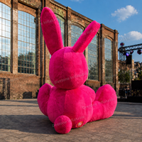 Grand lapin gonflable géant en peluche rose pour événements intérieurs/extérieurs, fêtes de Noël, présentations en centre commercial