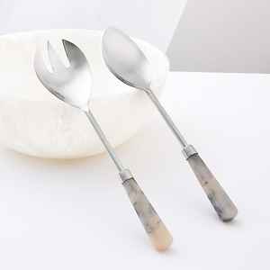 Modern Design Serving Spoon <b>Set</b> With Resin Handle <b>Gold</b> Plated Salad Server Stainless Steel <b>Cutlery</b> <b>Set</b> Royal Family Flatware <b>Set</b> - Product Image 5