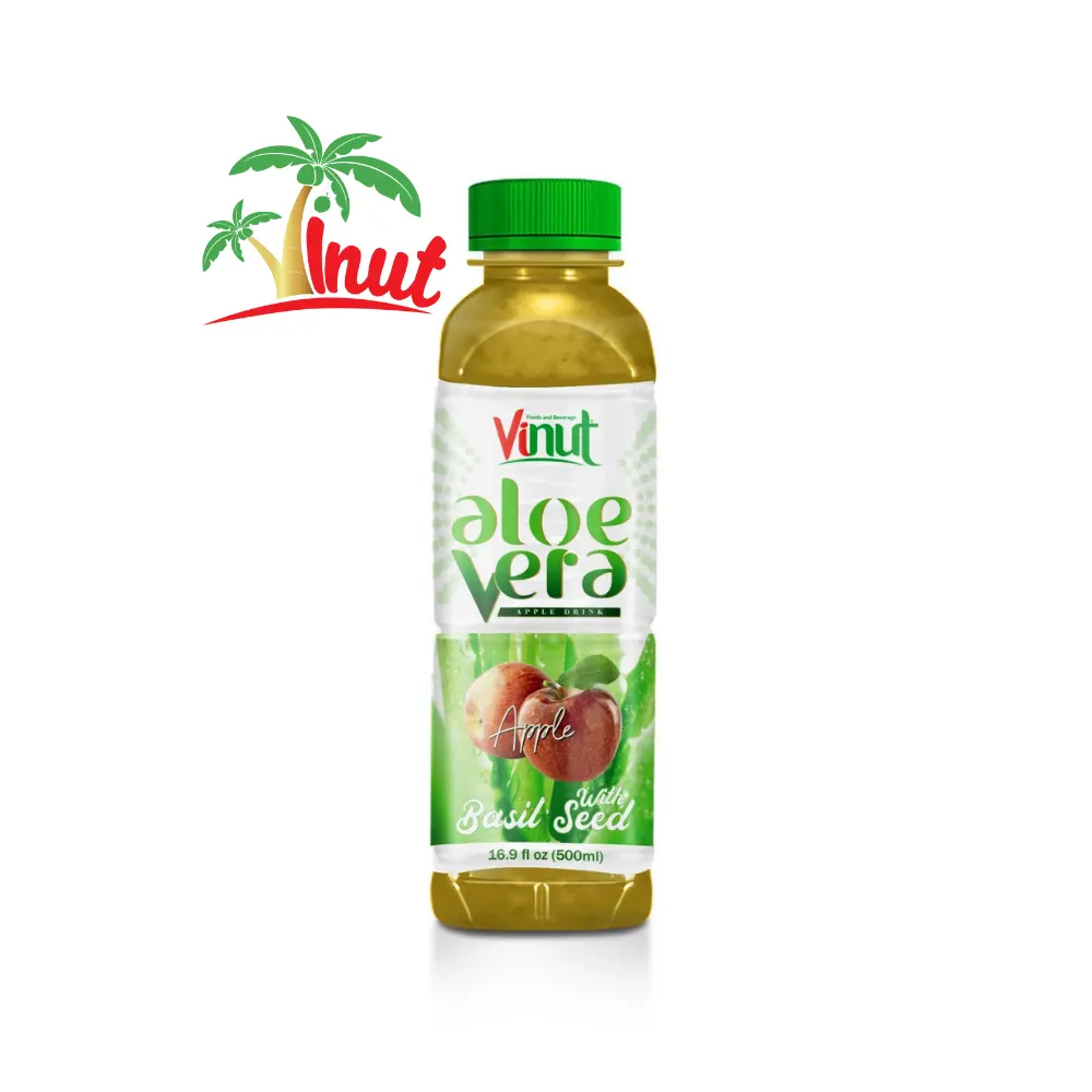 FlOz VINUT-bebida de Aloe fresco, manzana con Semilla de albahaca, fabricante de alta fibra, 16,9