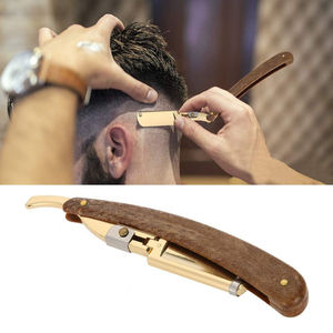 Maquinilla de afeitar recta profesional de acero inoxidable para hombres, cuchillo de afeitar de peluquero con logotipo personalizado, hoja plegable negra antigua, precio barato - Product Image 4