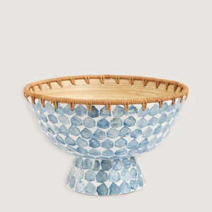 Look attrayant qualité haut de gamme meilleur choix pour la décoration intérieure vaisselle à la maison matériau naturel bambou filé avec bol en incrustation de Capiz - Product Image 5