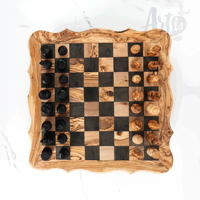 ArtisRaw CG003 Juego de Ajedrez de Madera Vintage Hecho a Mano con Imitación Antigua, Tablero de Ajedrez de Madera de Olivo Mediterráneo Tallado, 10 Años