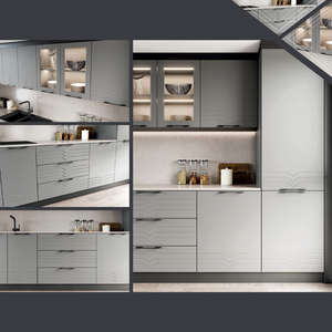 Wholesale <b>Kitchen</b> Cabinet Italy Apartment Project Flat Pack Laminated OEM Panel Wood Plywood Knock Down Villa Hotel KD <b>Furniture</b> - Product Image 3