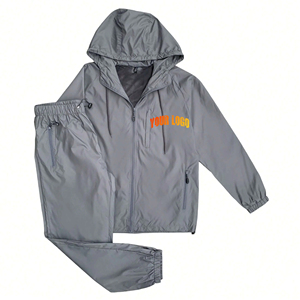 Survêtement coupe-vent homme imperméable logo personnalisé Design tendance survêtements coupe-vent homme léger en polyester et nylon avec fermeture éclair - Product Image 4