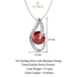 CLARA - Colgante de Plata de Ley 925 con Ojo Rojo Sangre y Circonita Suiza en Forma de Gota de Agua, Chapado en Rodio, para Mujer y Niña - Product Image 5