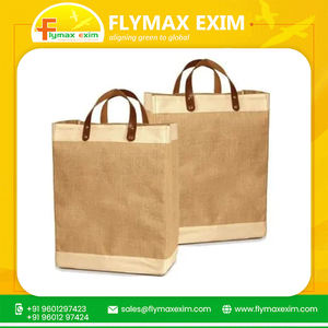 India Manufacturer's Eco-Luxury <b>Jute</b> <b>Shopping</b> <b>Bags</b> with Sophisticated Style Leather Handles Fashionable <b>Jute</b> <b>Bags</b> on Sale - Product Image 2