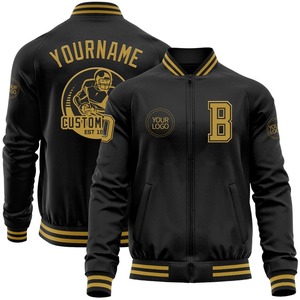 Personalizado negro viejo oro bombardero Varsity Letterman cremallera chaqueta cortavientos Streetwear vintage hombres Varsity chaqueta - Product Image 1