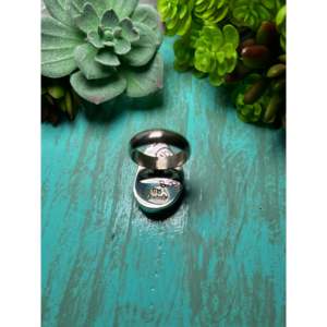 Navajo-Made <b>Statement</b> <b>Ring</b> with Kingman Turquoise & Sterling <b>Silver</b> Size 9 Everyday Gemstone <b>Ring</b> with Natural Stone Inlay - Product Image 4