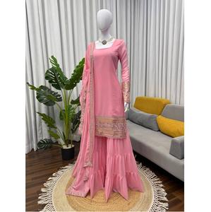 Ensemble Sharara en Georgette Foux très demandé avec Dupatta pour femmes, costume Sharara pakistanais pour l'exportation mondiale - Product Image 1