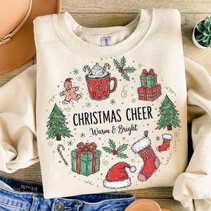 Sweat-shirt graphique de Noël fabriqué au Vietnam, imprimé vintage Père Noël, col rond, personnalisable OEM/ODM, vêtements d'hiver en gros - Product Image 1
