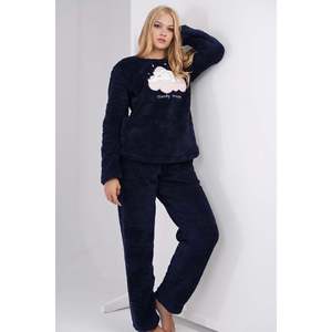 KADIN WELSOFT O YAKA UZUN KOL ETEGI OVAL CEPLI PIJAMA TAKIM - KOYU LACIVERT - สีกรมท่า - สีกรมท่า - Product Image 3