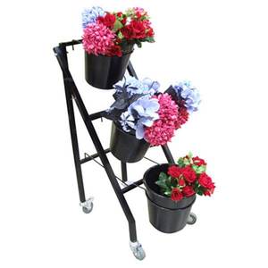 Grand support de fleur de fer pur enduit de poudre noire pour la décoration de balcon à la maison accessoire de jardin de support de fleur aux prix les moins chers - Product Image 5