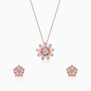 Juego de flores de Baguette de oro rosa Colgantes y dijes de moda con cadena de eslabones - Product Image 5