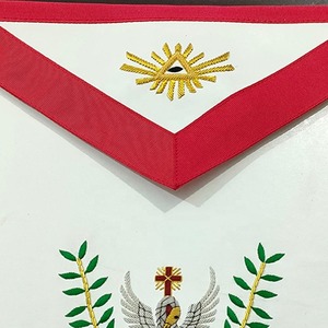 Tablier en cuir de Régalia du Rite Écossais Maçonnique pour les Grands Grades, avec dentelle brodée, ceinture réglable en Rexene et poche arrière - Product Image 6