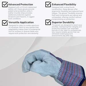 Gants de travail en cuir Manchette de sécurité caoutchoutée La sangle d'articulation renforcée offre une protection supplémentaire - Product Image 2