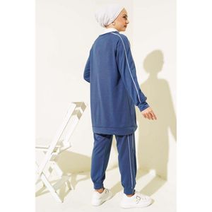 Tunique à deux fils détaillée à rayures, 2 pièces indigo - Product Image 1