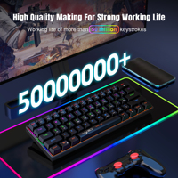 Clavier de jeu filaire mini HXSJ portable 60% avec rétroéclairage LED bleu, interface USB compatible avec les ordinateurs portables Windows, PC, Mac, utilisation au bureau