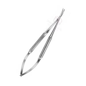 Tijeras Microquirúrgicas Manuales Profesionales de Acero Inoxidable Alemán de 145 mm con Acción de Resorte Curvo, Certificación CE para Cirugía de Precisión - Product Image 1