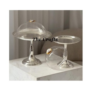 Stainless Steel Two <b>Tier</b> <b>Cake</b> <b>Stand</b> Glass Cover Customized Size Shape Custom Logo Home Commercial Use Snacks Chocolate <b>Stand</b> - Product Image 2