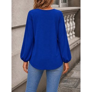 Blouse en crêpe Janjan à col cycliste et manches longues pour femme, 38548 - Saks Mavi - Product Image 2