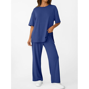 Conjuntos de 2 piezas baratos para damas, lo último en chándal de verano de 2 piezas para exteriores, chándal ajustado para correr - Product Image 5