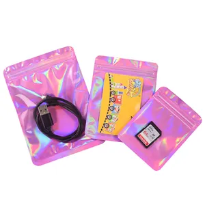 Custom Printed Digital Product Data Line U-disc Jewellery Self-sealing Laser Bag Plastic Holographic Packaging Bag