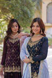 New Arrival Premium Georgette Indian Pakistani Suit Kurti Plazzo Dupatta Modest Party Style Featuring Faux Blooming Printed - Product Image 5