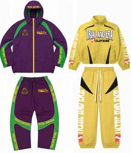 Conjunto Deportivo Personalizado con Capucha y Cremallera, Pantalones de Chándal de Nailon con Bloques de Color, Chaqueta Cortavientos, Unisex - Product Image 1