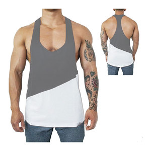 Débardeur de sport avec panneau bicolore pour hommes, respirant, logo personnalisé, vêtements d'entraînement - Product Image 3